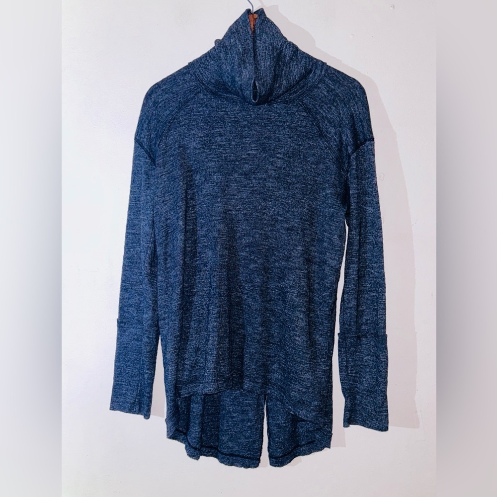 Free People We The Free Charcoal Mock Neck Split Back Tunic SIZE LARGE
